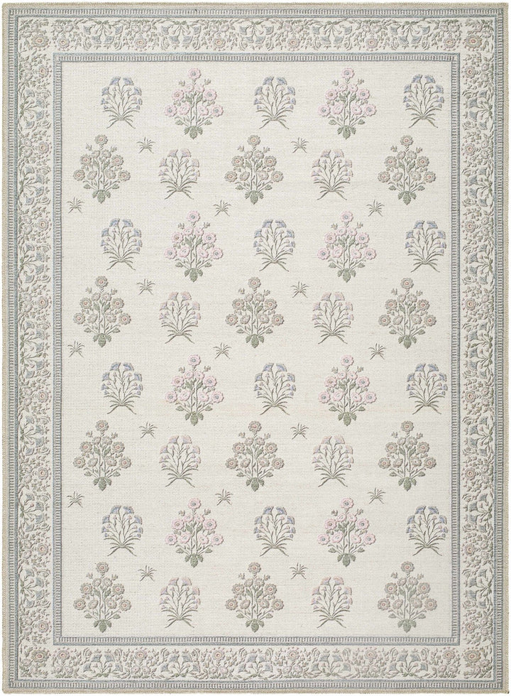 Aquene Modern Floral Design Ivory Washable Area Rug - The Rug Decor