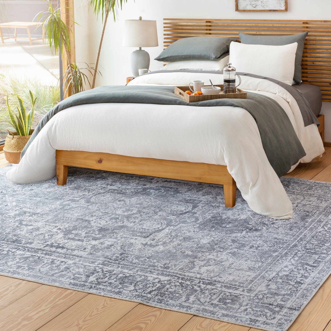Aquino Traditional Style Gray Washable Rug - The Rug Decor