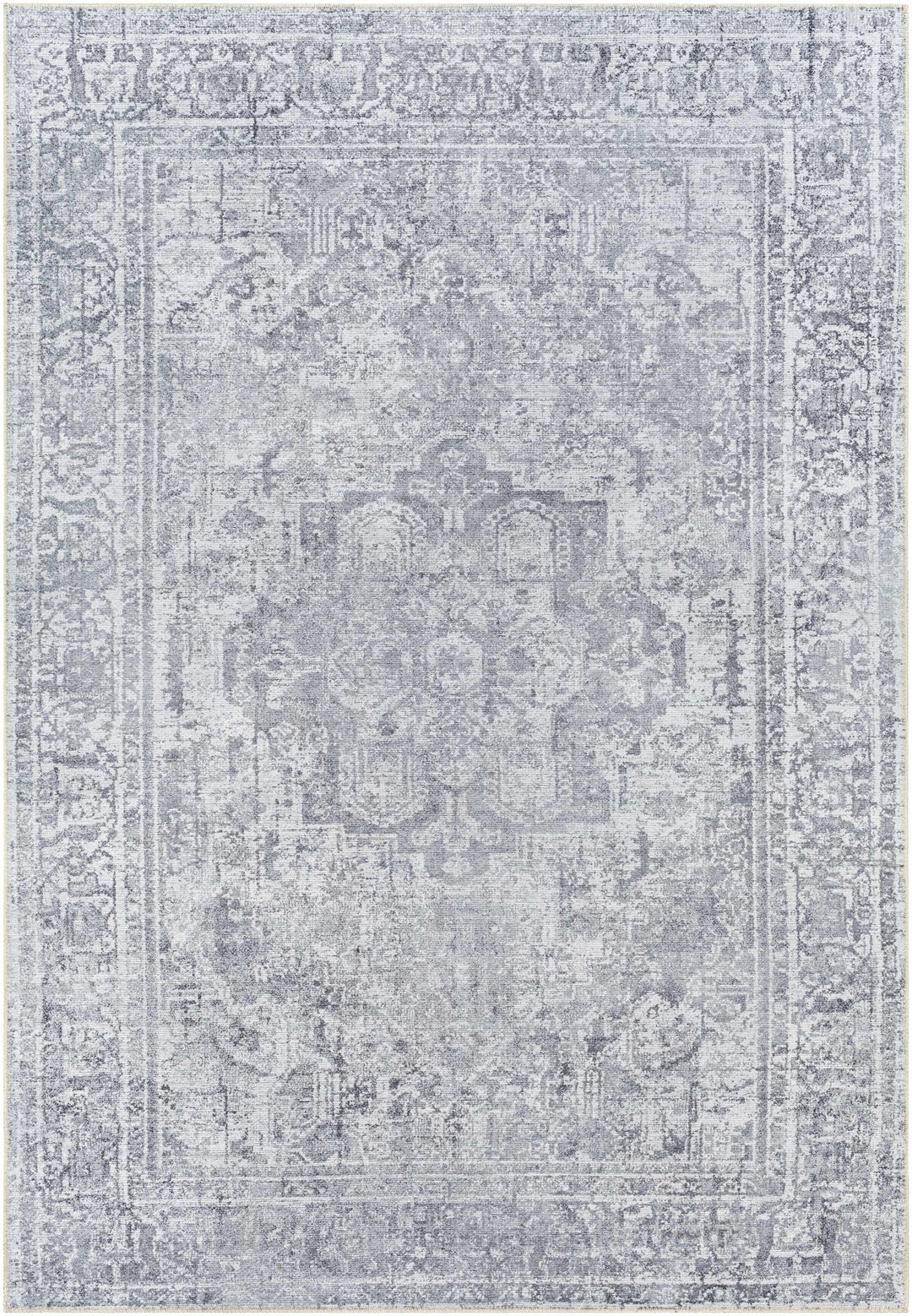 Aquino Traditional Style Gray Washable Rug - The Rug Decor