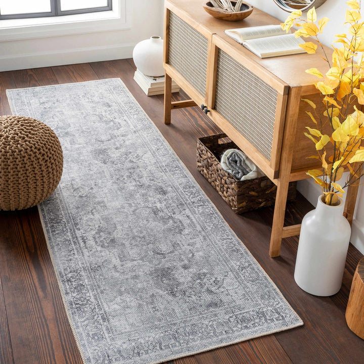 Aquino Traditional Style Gray Washable Rug - The Rug Decor