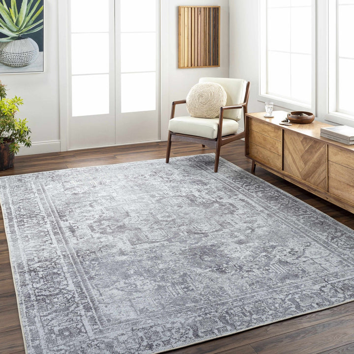 Aquino Traditional Style Gray Washable Rug - The Rug Decor
