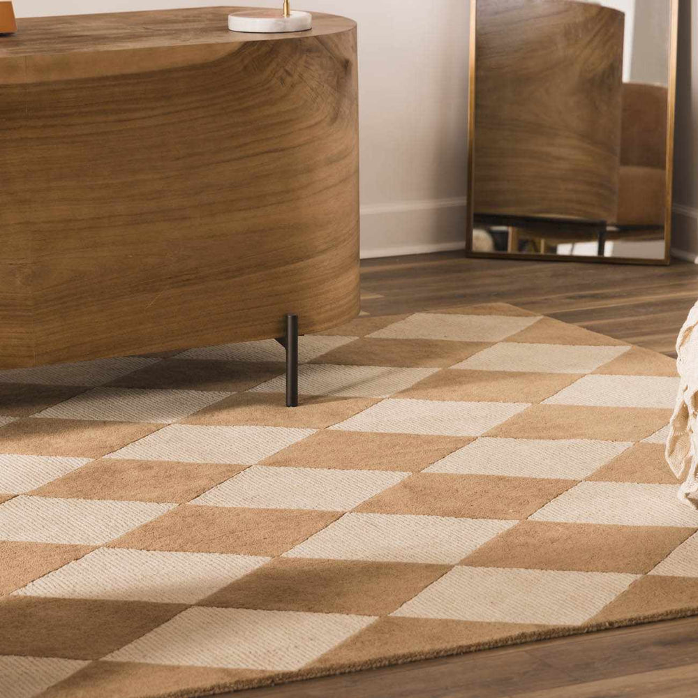 Aradia Modern Geometrical Brown And Tan Area Rug - The Rug Decor