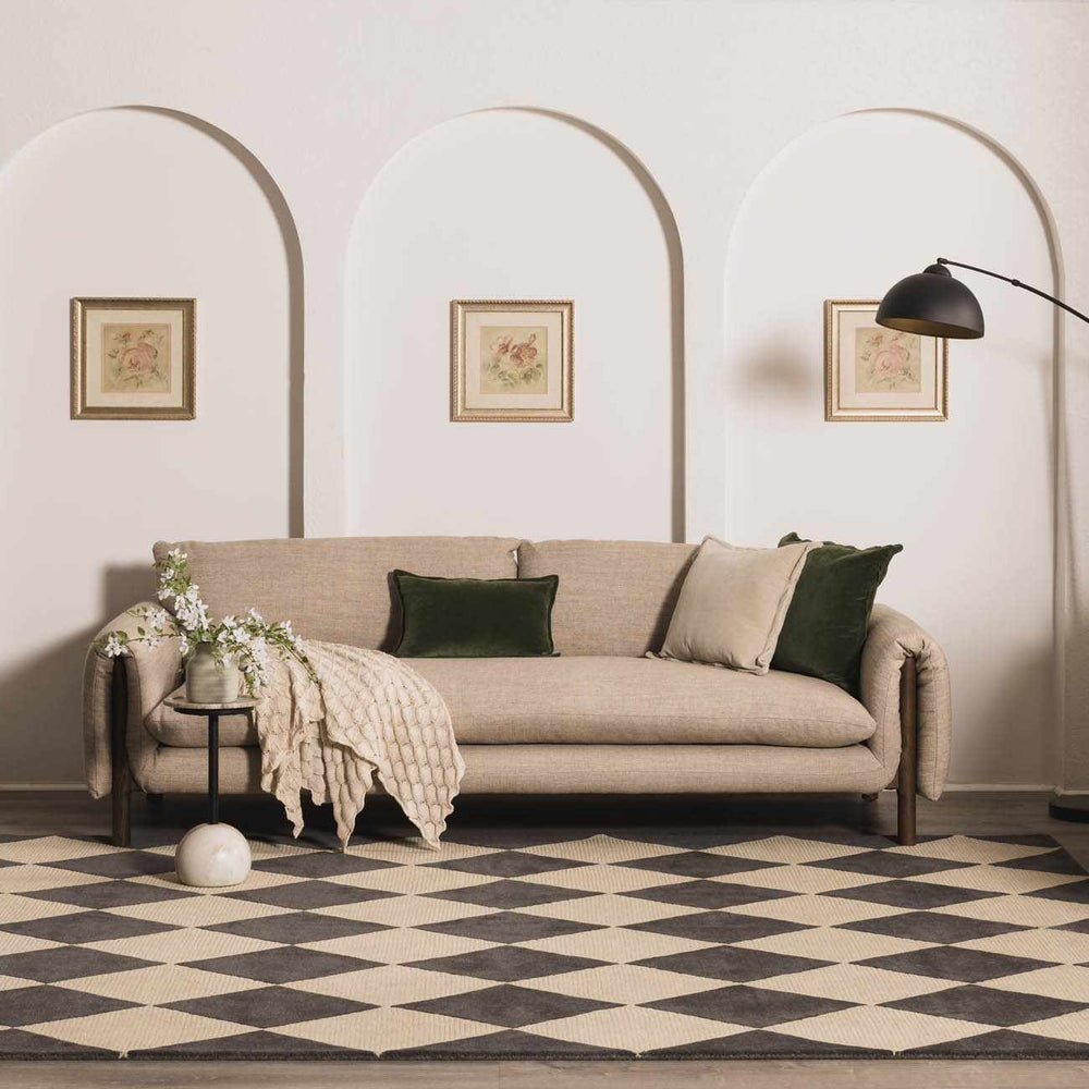 Aradia Modern Geometrical Tan And Charcoal Rug - The Rug Decor