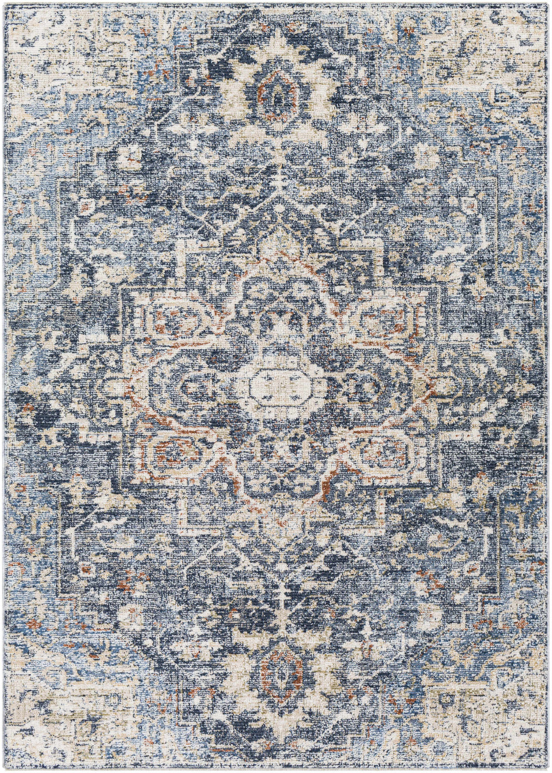 Aramayuan Traditional Style Blue And Beige Area Rug