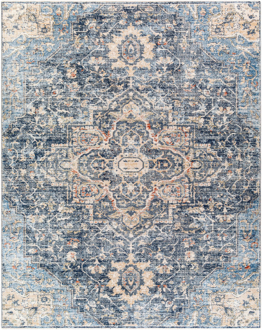 Aramayuan Traditional Style Blue And Beige Area Rug
