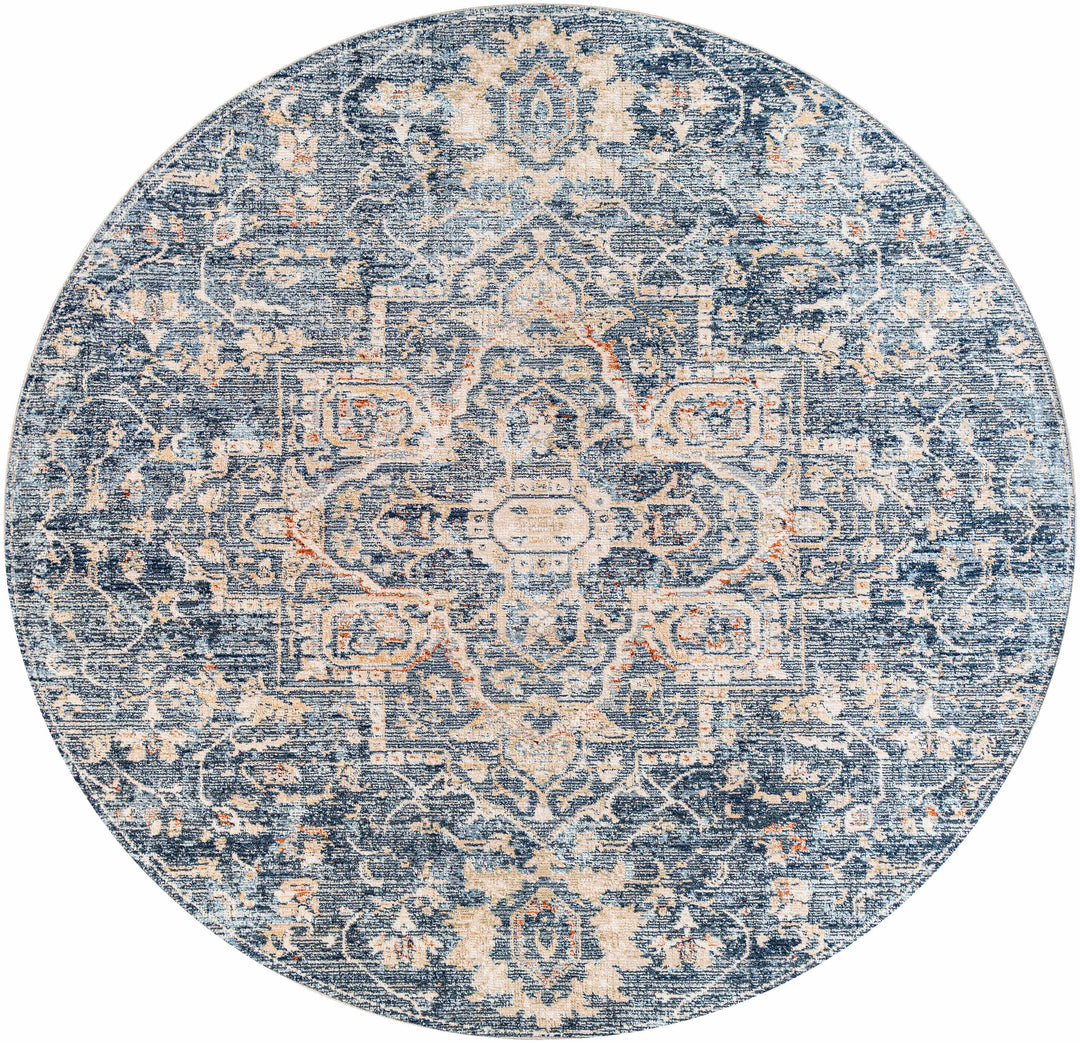 Aramayuan Traditional Style Blue And Beige Area Rug