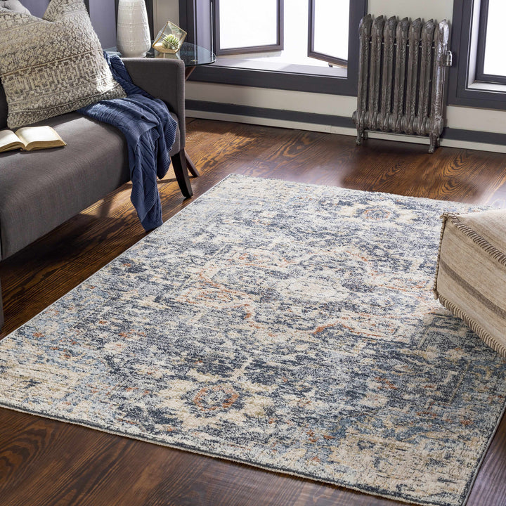 Aramayuan Traditional Style Blue And Beige Area Rug