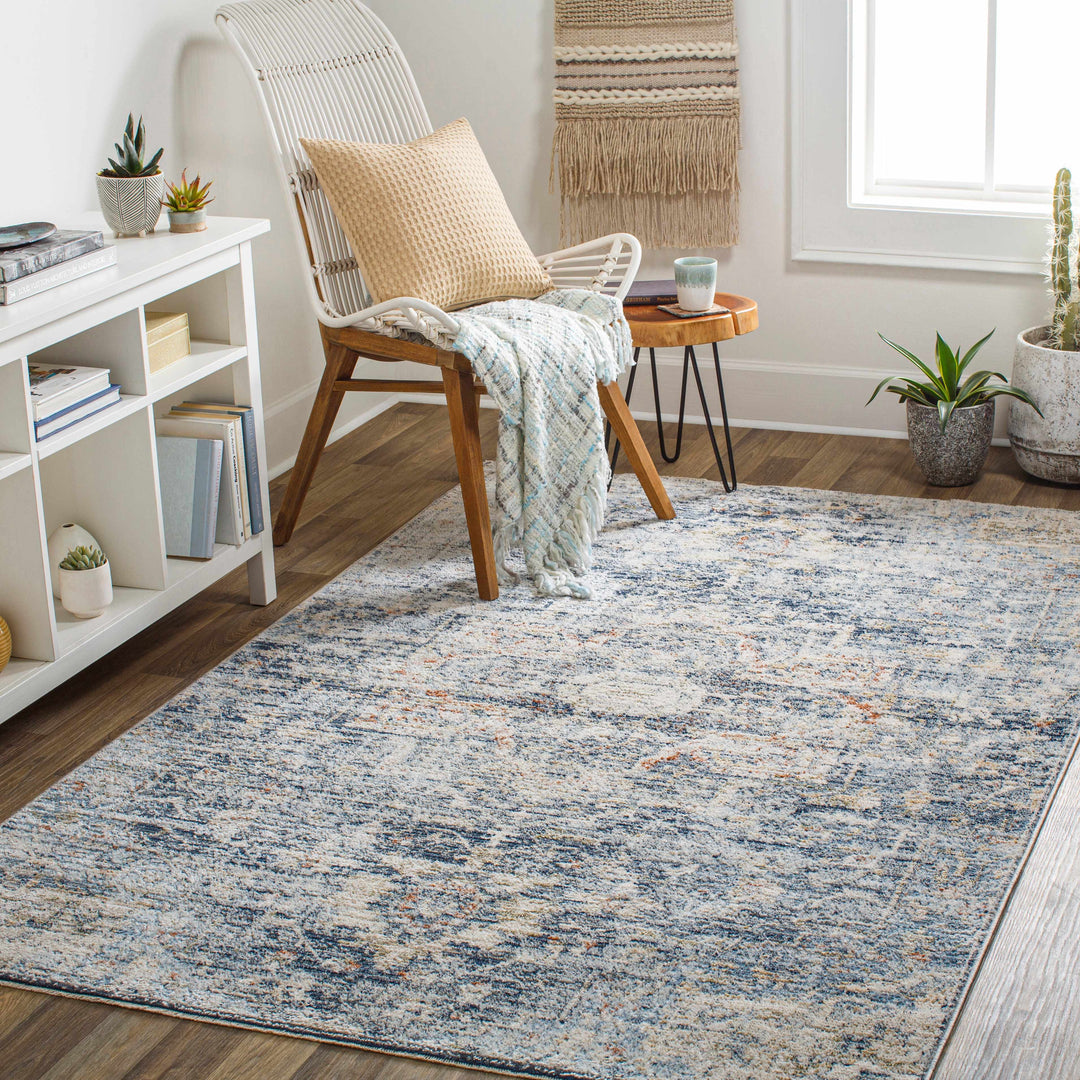 Aramayuan Traditional Style Blue And Beige Area Rug