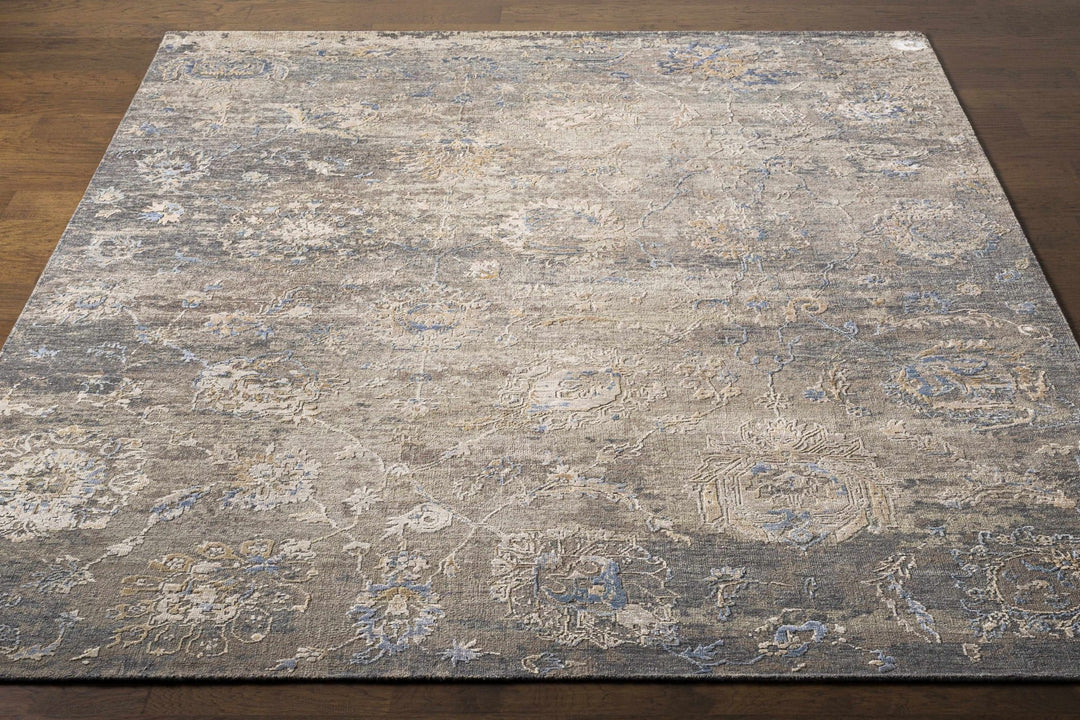 Aramawayan Taupe And Ivory Traditional Floral Design Hand Knotted Area Rug - The Rug Decor