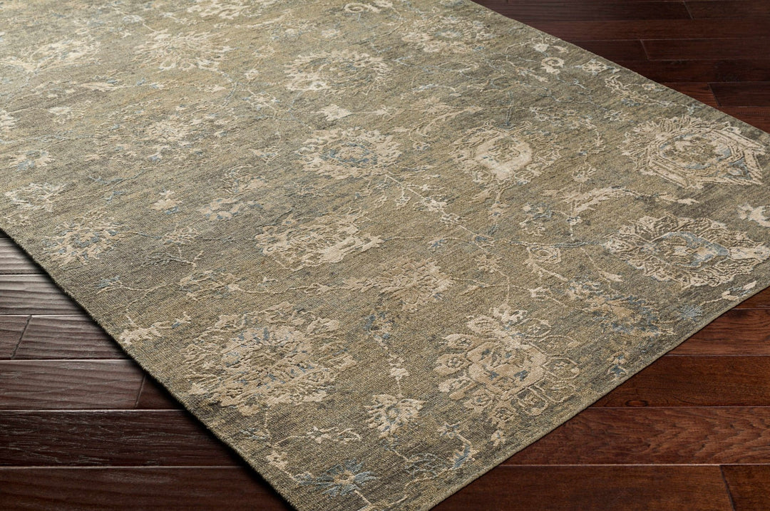 Aramawayan Taupe And Ivory Traditional Floral Design Hand Knotted Area Rug - The Rug Decor