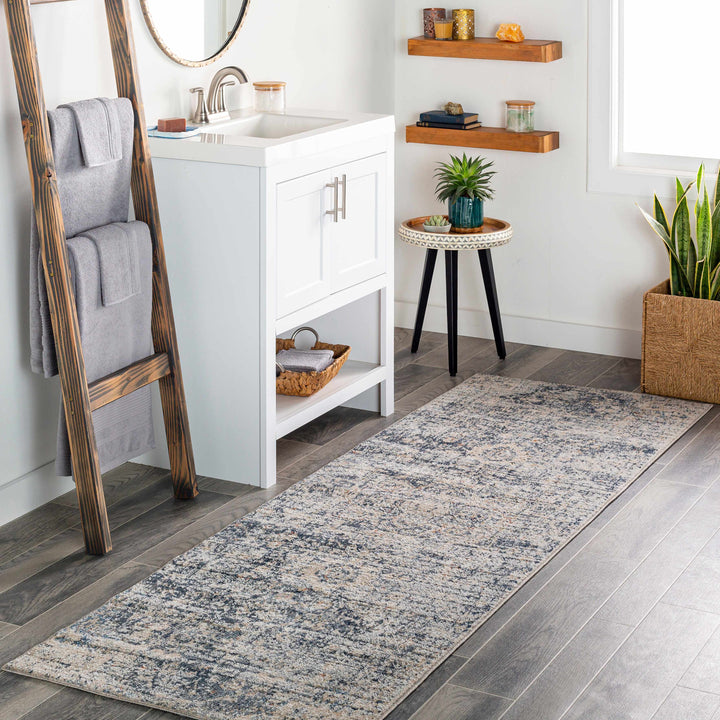 Aramayuan Traditional Style Blue And Beige Area Rug