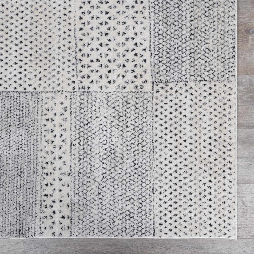 Architect Abstract Ivory And Charcoal Machine Woven Rug - The Rug Decor