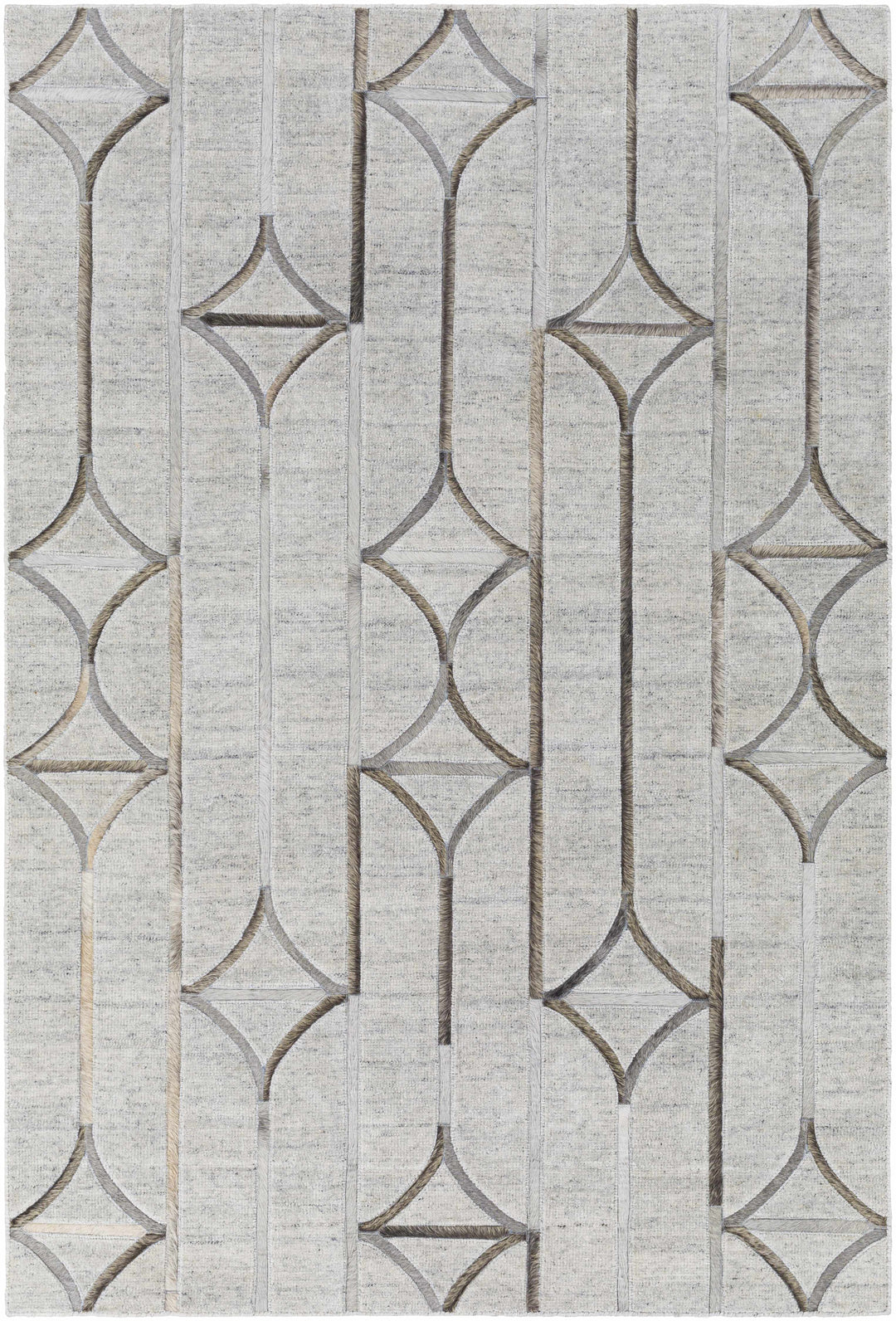 Ardahan Modern Geometrical Design Silver And Brown Area Rug