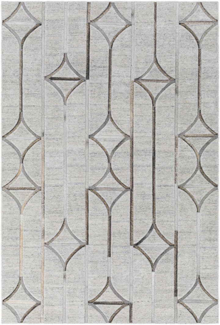 Ardahan Modern Geometrical Design Silver And Brown Area Rug