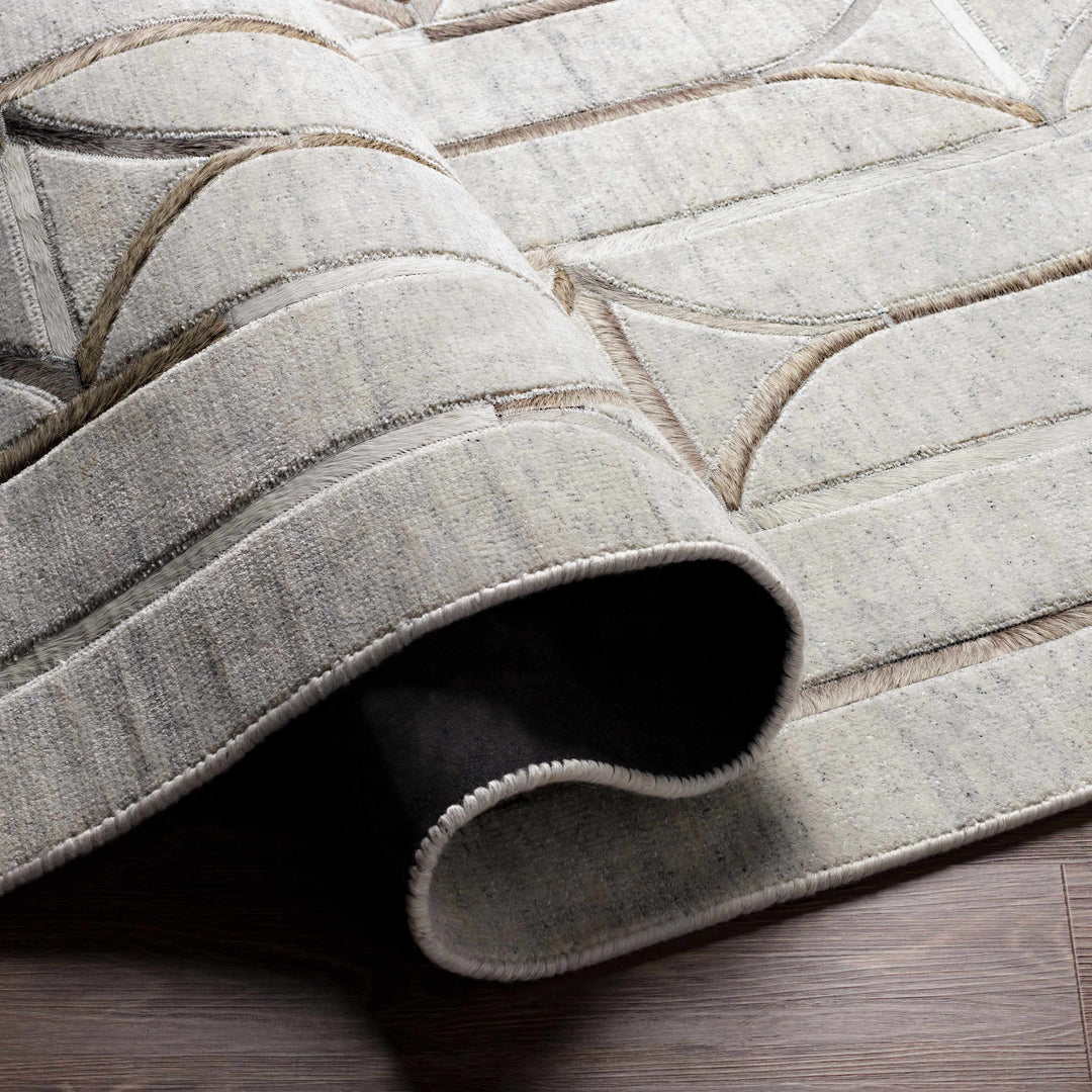 Ardahan Modern Geometrical Design Silver And Brown Area Rug