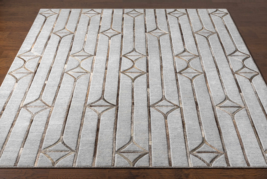 Ardahan Modern Geometrical Design Silver And Brown Area Rug