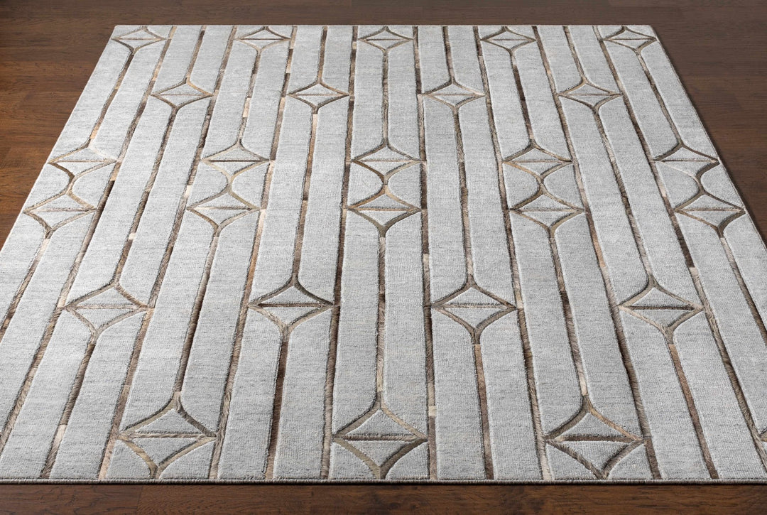 Ardahan Modern Geometrical Design Silver And Brown Area Rug - The Rug Decor