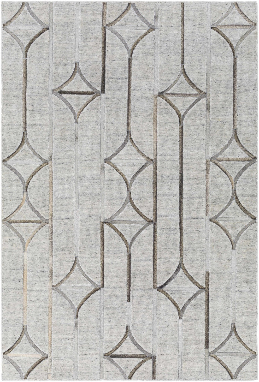 Ardahan Modern Geometrical Design Silver And Brown Area Rug - The Rug Decor
