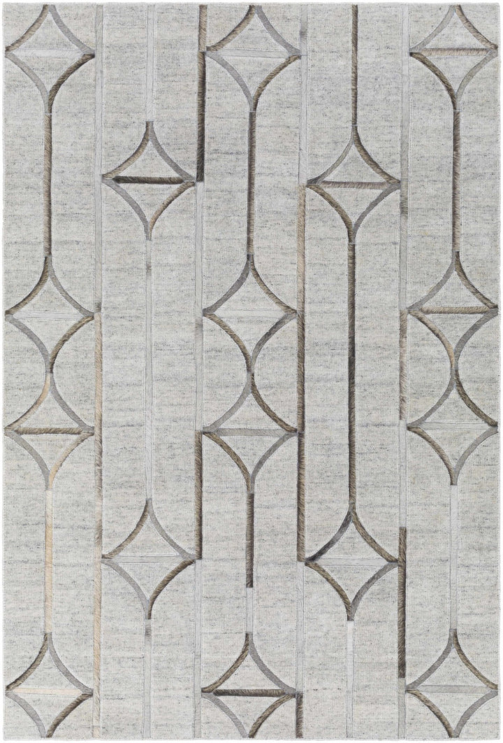 Ardahan Modern Geometrical Design Silver And Brown Area Rug - The Rug Decor