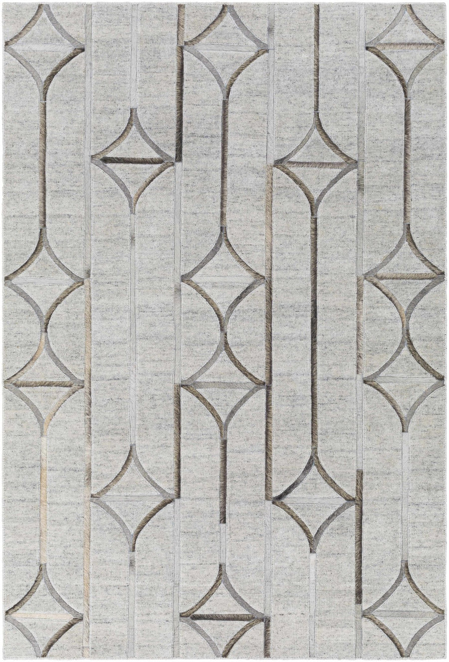 Ardahan Modern Geometrical Design Silver And Brown Area Rug - The Rug Decor