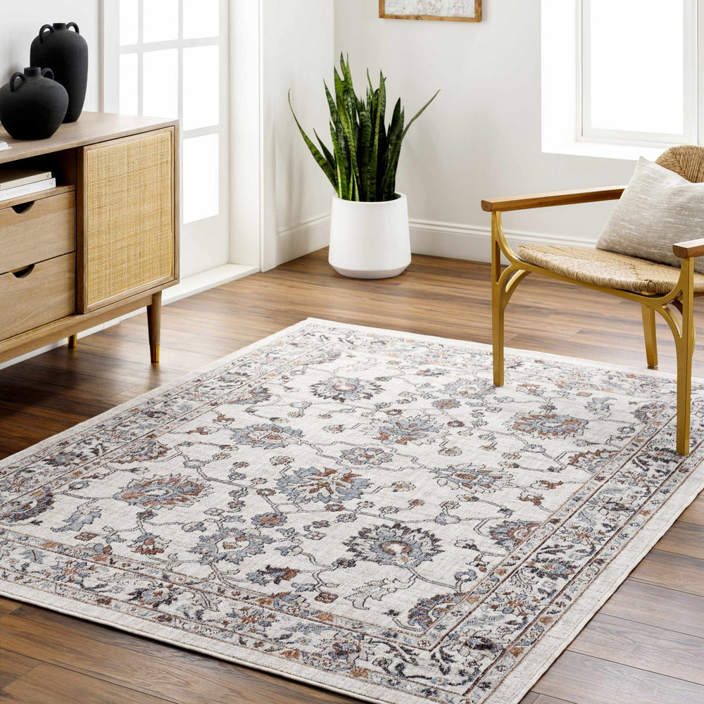 Ardin Traditional Style Cream And Blue Area Rug - The Rug Decor