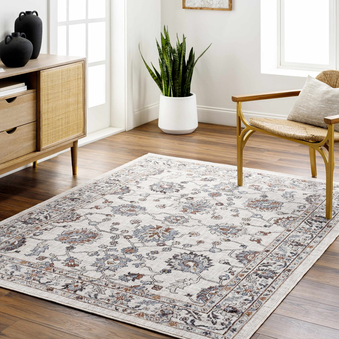 Ardin Traditional Style Cream And Blue Area Rug - The Rug Decor