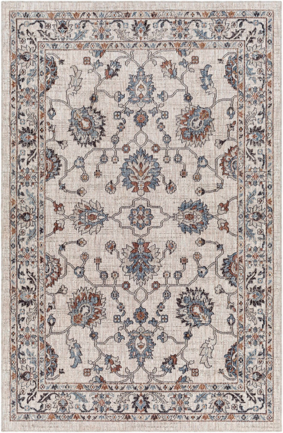 Ardin Traditional Style Cream And Blue Area Rug - The Rug Decor