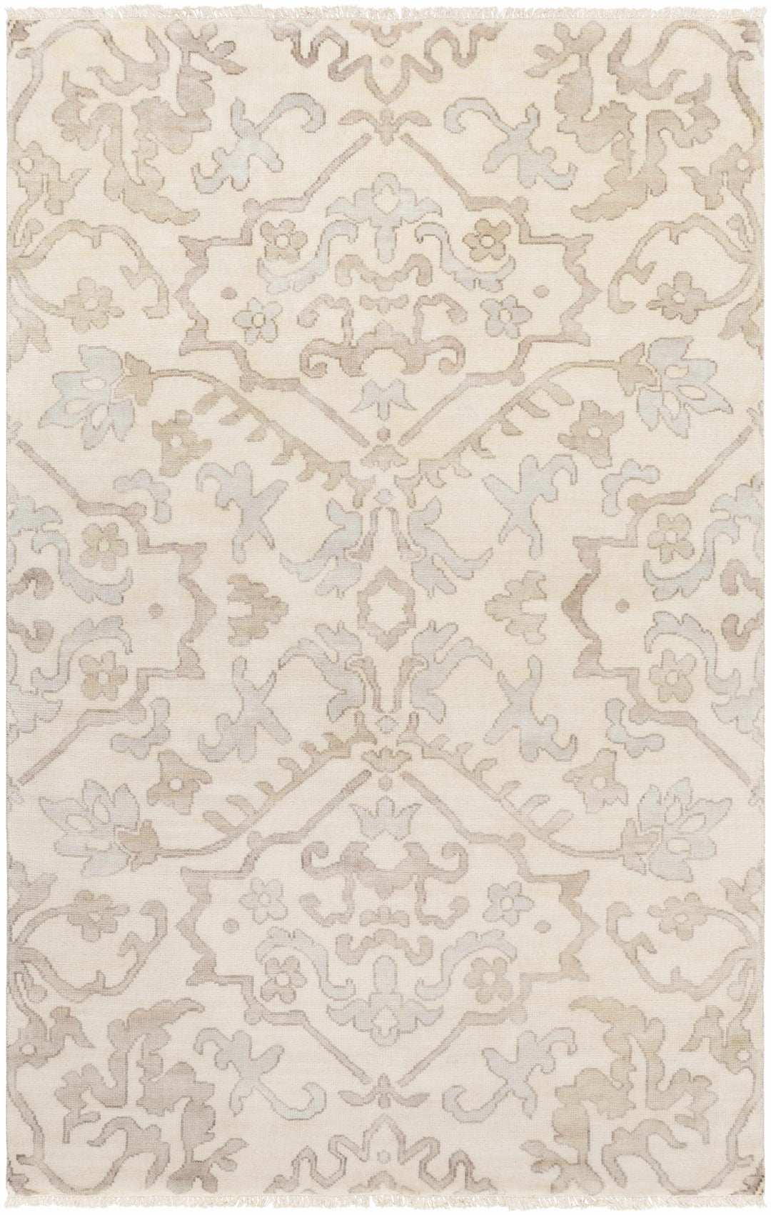 Arena Traditional Ivory And Beige Hand Knotted Area Rug