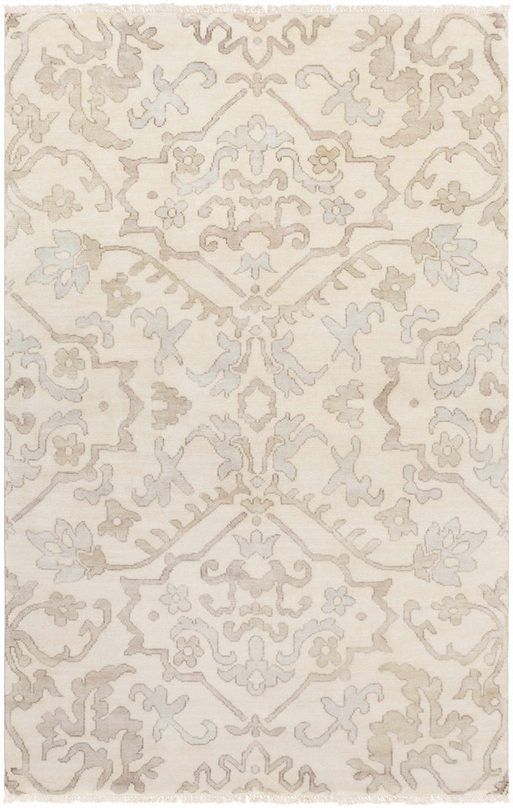 Arena Traditional Ivory And Beige Hand Knotted Area Rug