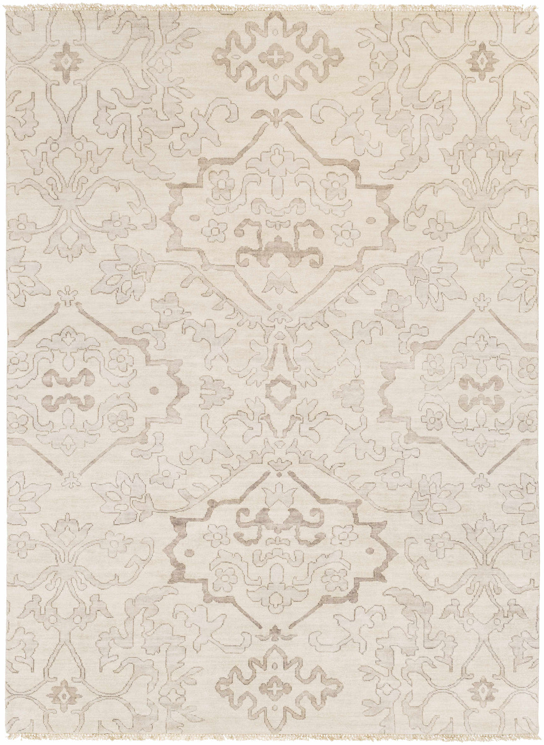 Arena Traditional Ivory And Beige Hand Knotted Area Rug