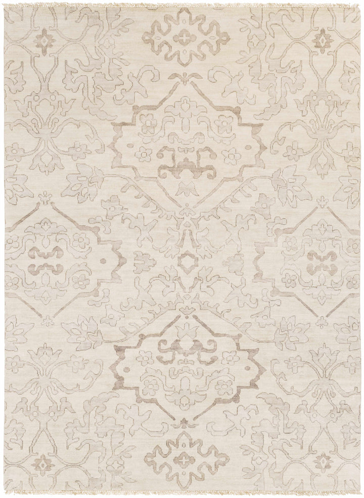 Arena Traditional Ivory And Beige Hand Knotted Area Rug