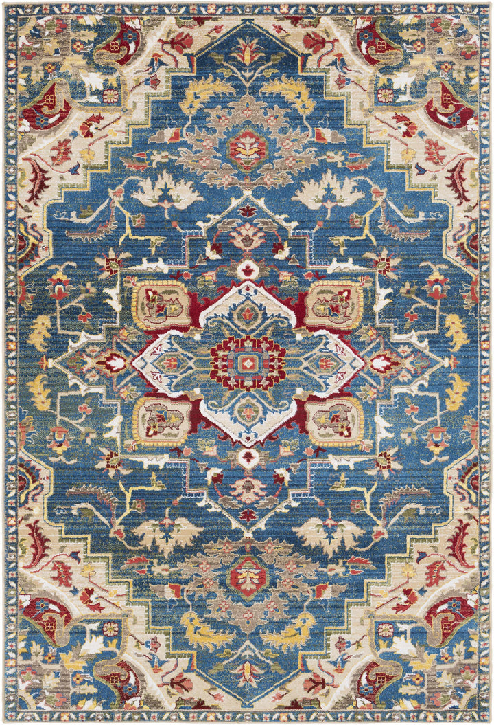 Argyle Traditional Style Blue And Ivory Area Rug