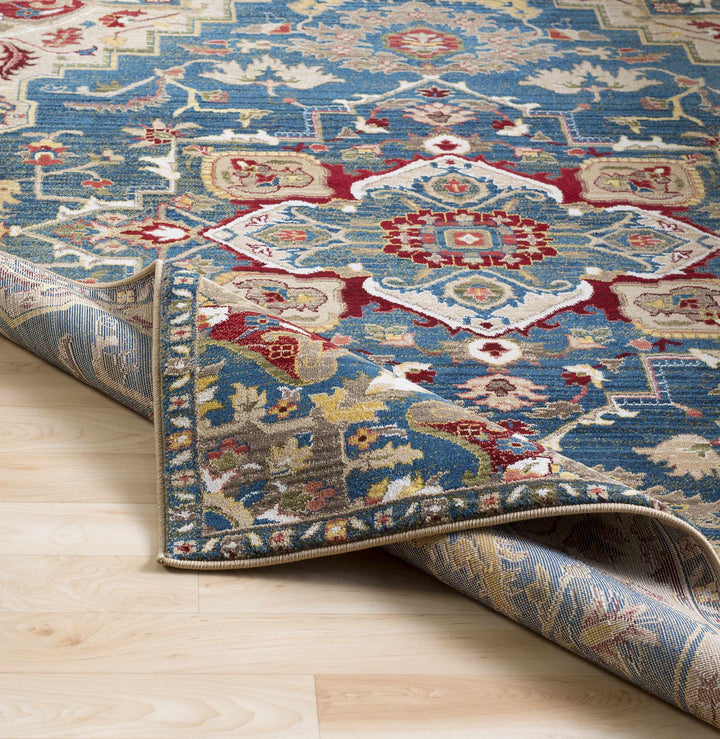 Argyle Traditional Style Blue And Ivory Area Rug