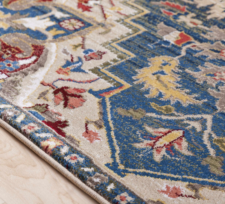 Argyle Traditional Style Blue And Ivory Area Rug