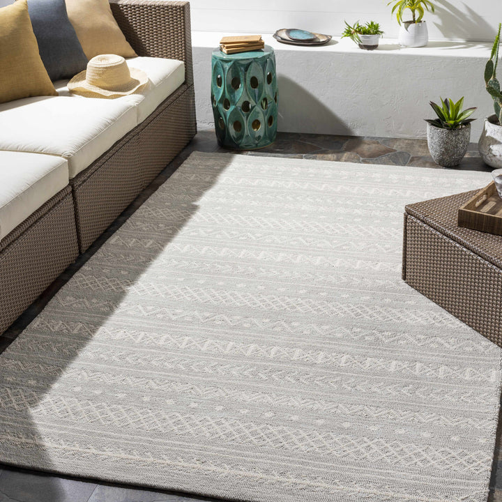 Argenton Modern Geometrical Design Gray Outdoor Area Rug