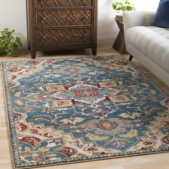Argyle Traditional Style Blue And Ivory Area Rug - The Rug Decor