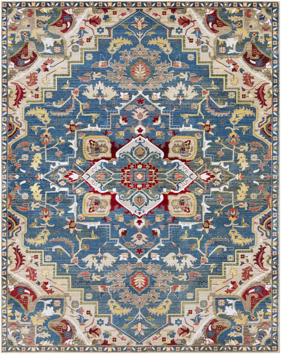 Argyle Traditional Style Blue And Ivory Area Rug - The Rug Decor