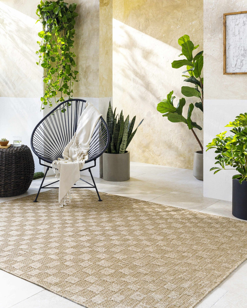 Arifah Contemporary Geometrical Brown And Beige Outdoor Area Rug - The Rug Decor