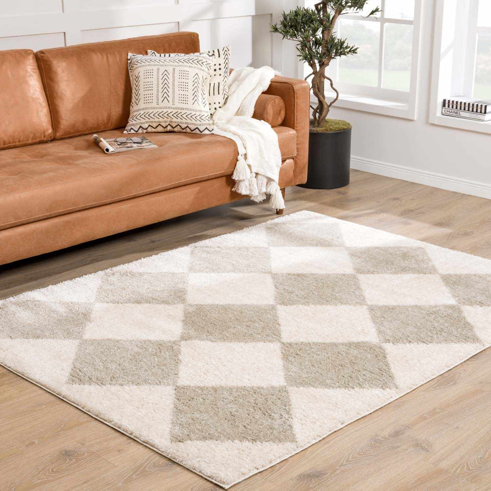 Arilla Modern Geometrical Beige And Gray Area Rug - The Rug Decor