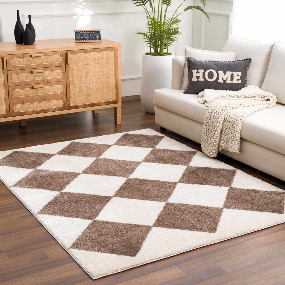 Arilla Modern Geometrical Brown And Beige Area Rug - The Rug Decor