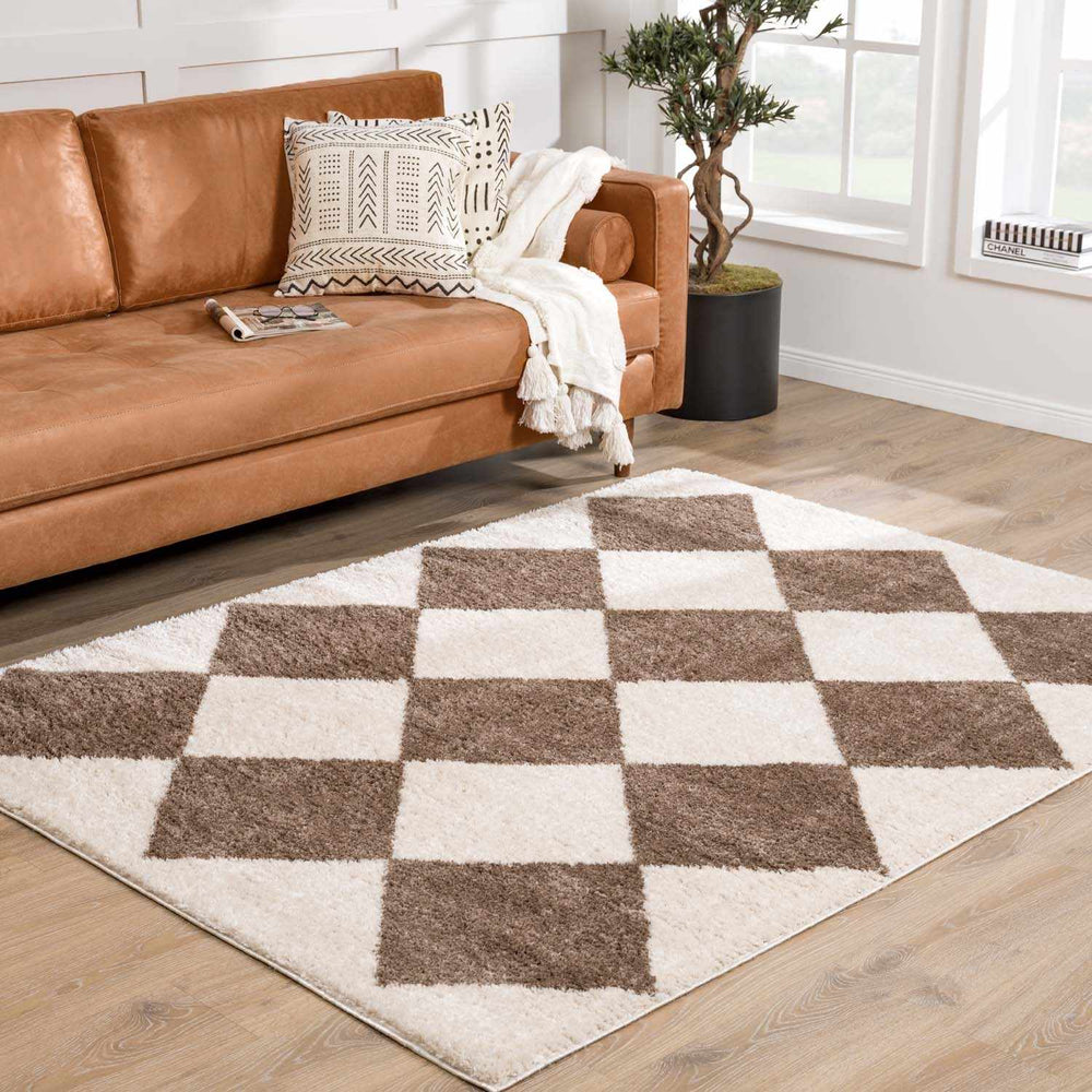 Arilla Modern Geometrical Brown And Beige Area Rug - The Rug Decor