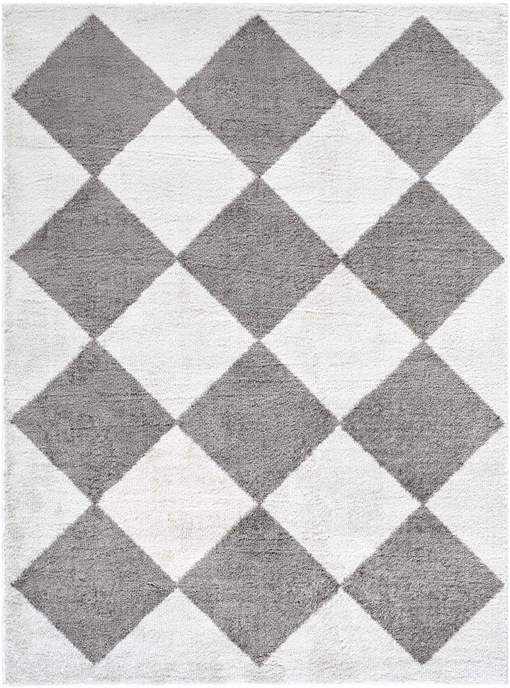 Arilla Modern Geometrical Gray And Ivory Washable Area Rug - The Rug Decor