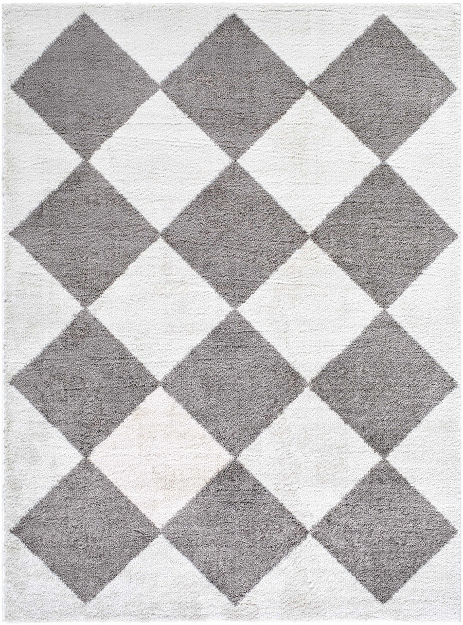 Arilla Modern Geometrical Gray And Ivory Washable Area Rug - The Rug Decor