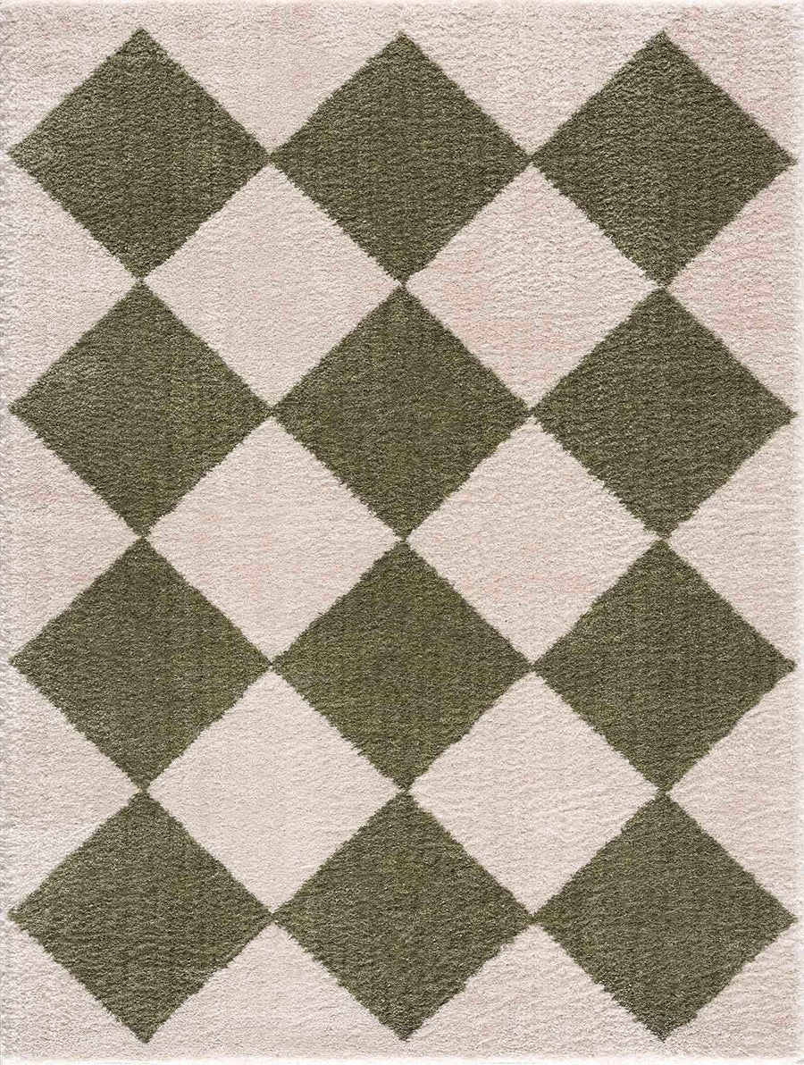 Arilla Modern Geometrical Green And Beige Area Rug - The Rug Decor