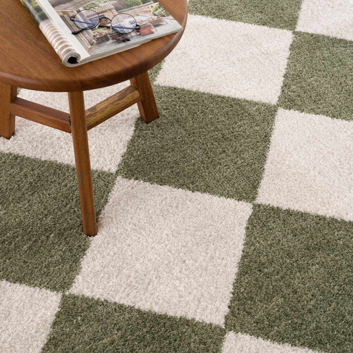 Arilla Modern Geometrical Green And Beige Area Rug - The Rug Decor