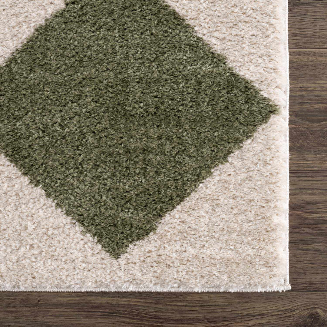 Arilla Modern Geometrical Green And Beige Area Rug - The Rug Decor