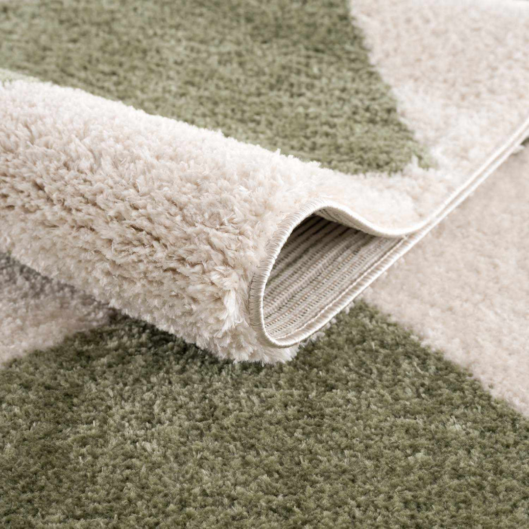 Arilla Modern Geometrical Green And Beige Area Rug - The Rug Decor