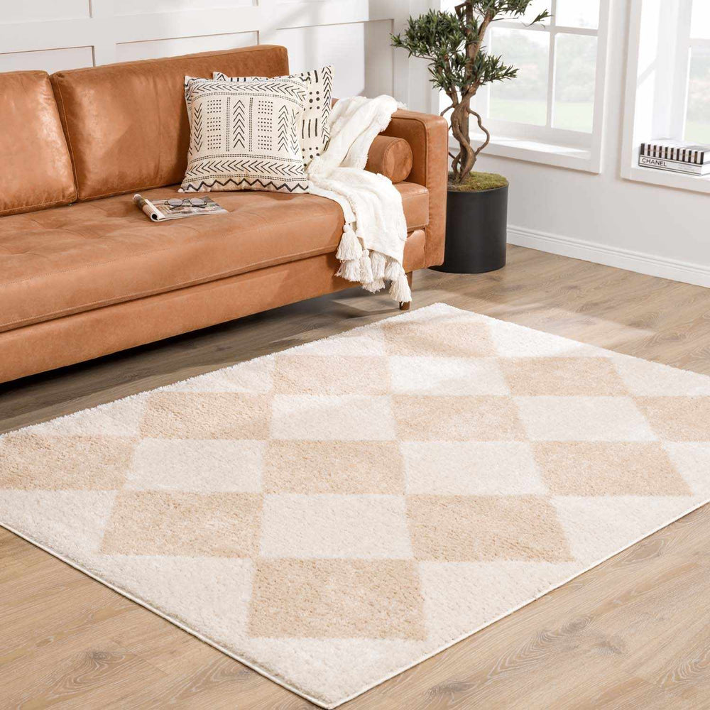 Arilla Modern Geometrical Tan And Beige Area Rug - The Rug Decor
