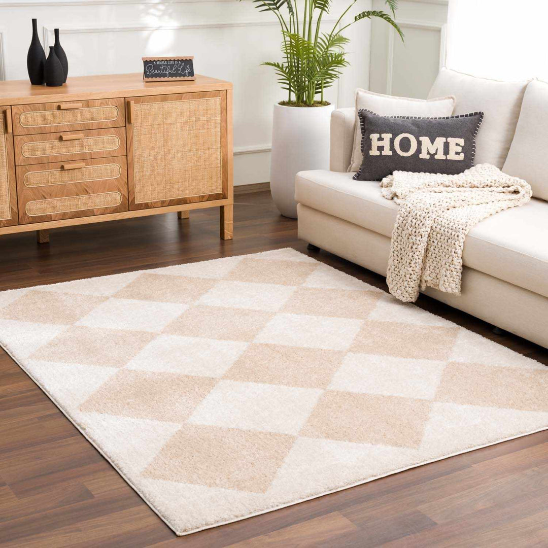 Arilla Modern Geometrical Tan And Beige Area Rug - The Rug Decor