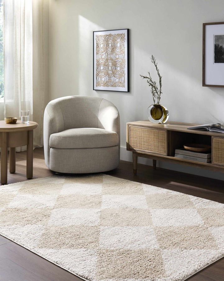 Arilla Modern Geometrical Tan And Beige Area Rug - The Rug Decor